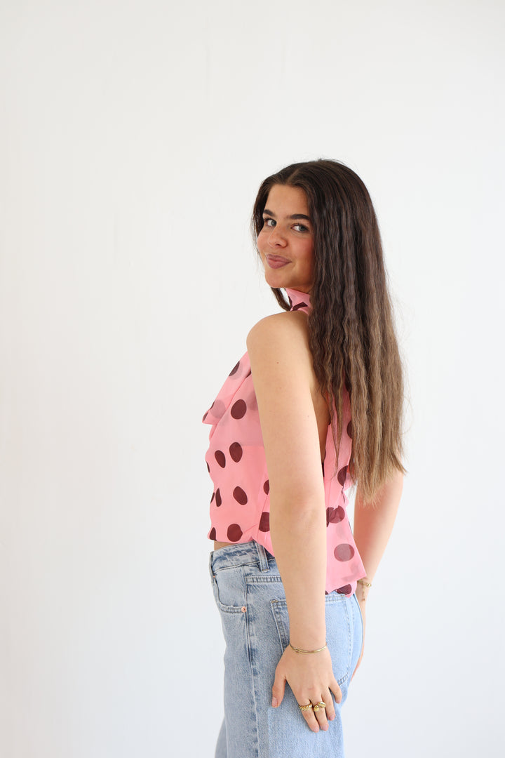 Polka Dot Wrap Top