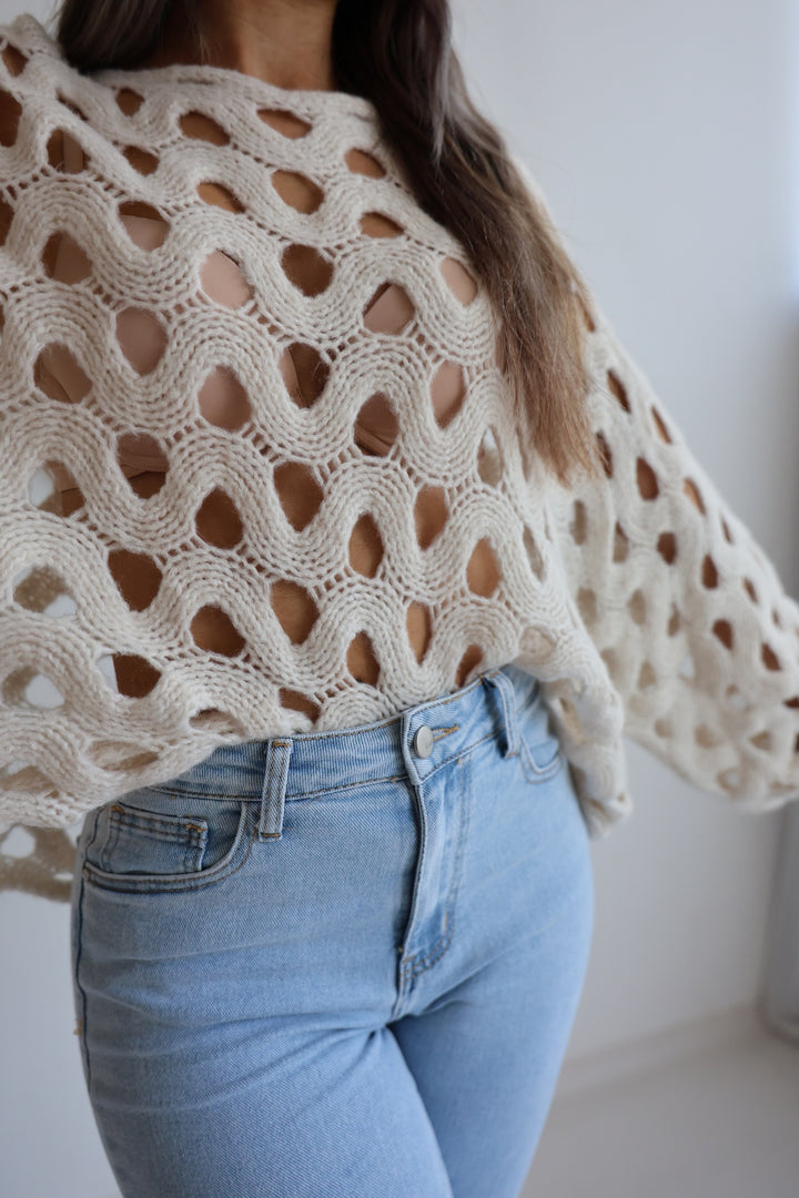Grober Lochstrickpullover Cassy