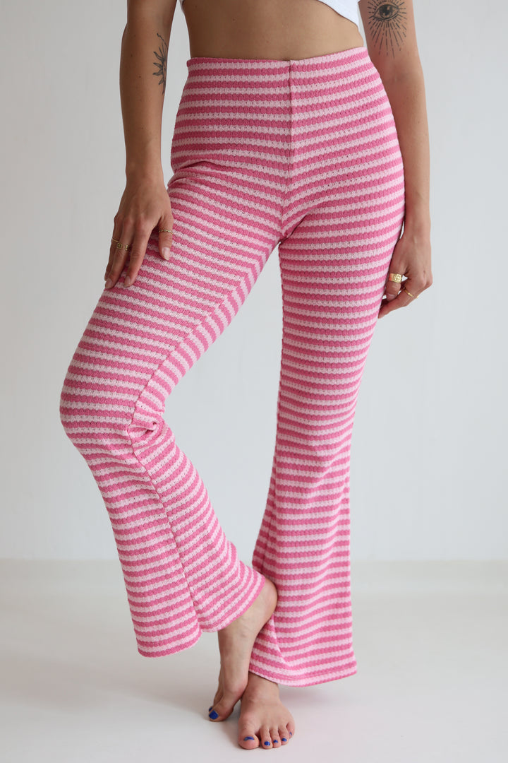 Striped Knit Flared Pants