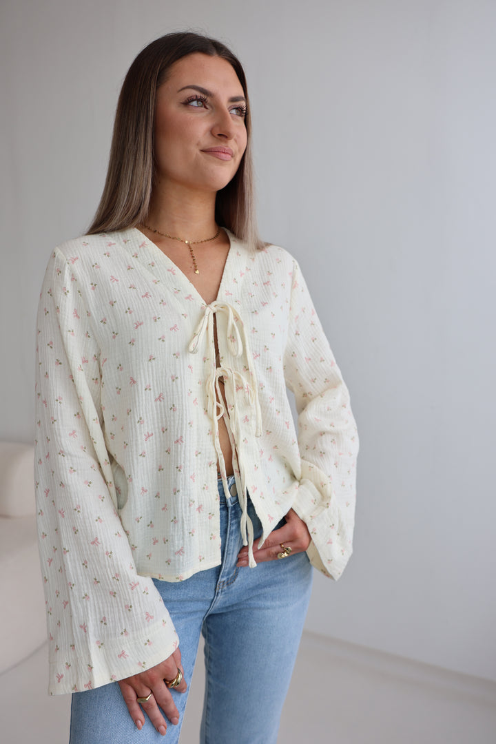 Musselinbluse zum Binden Rosebow