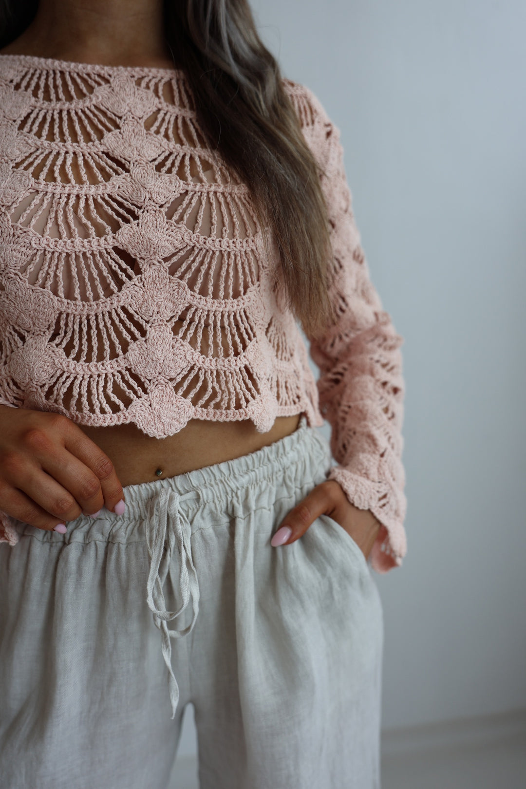 Leichter Cropped Pullover Shell Crochet