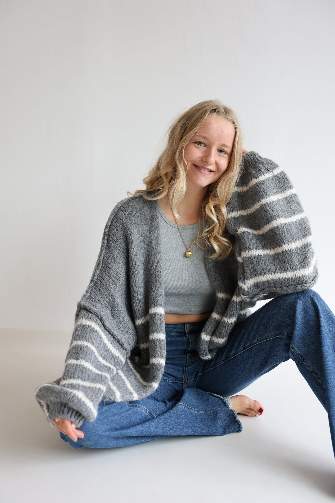 Oversize Strickcardigan Half Stripes