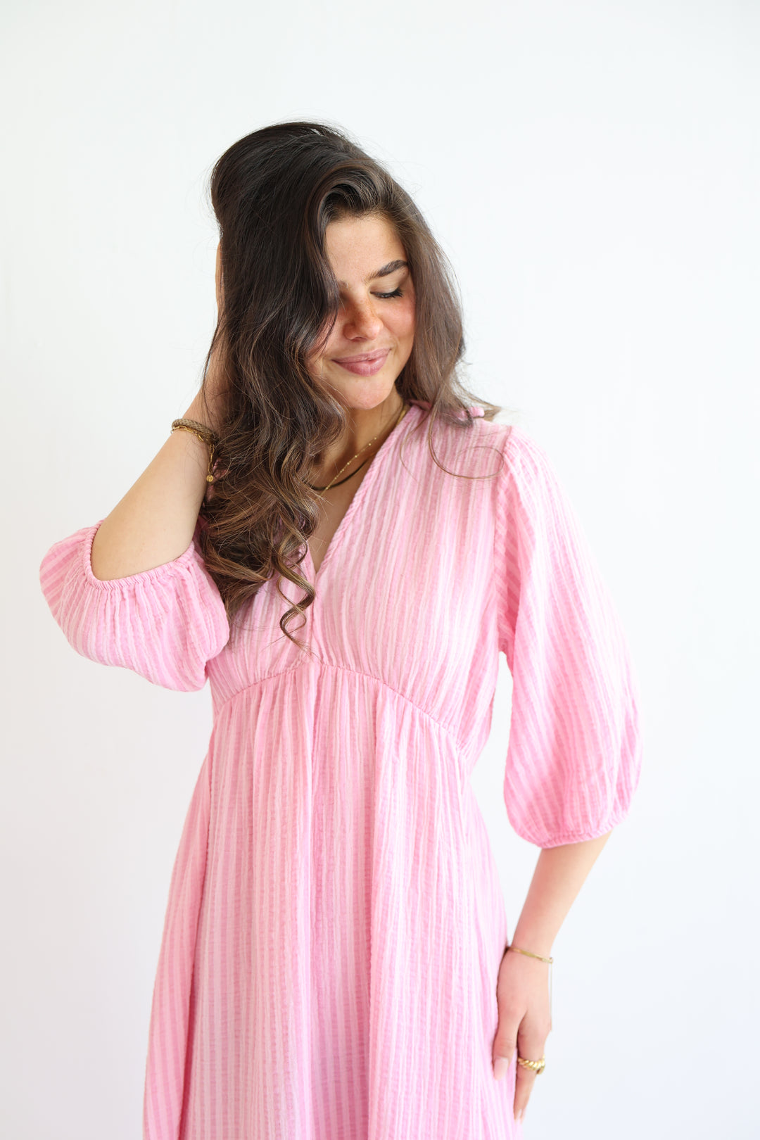 3/4 Arm Musselinkleid Summer Striped