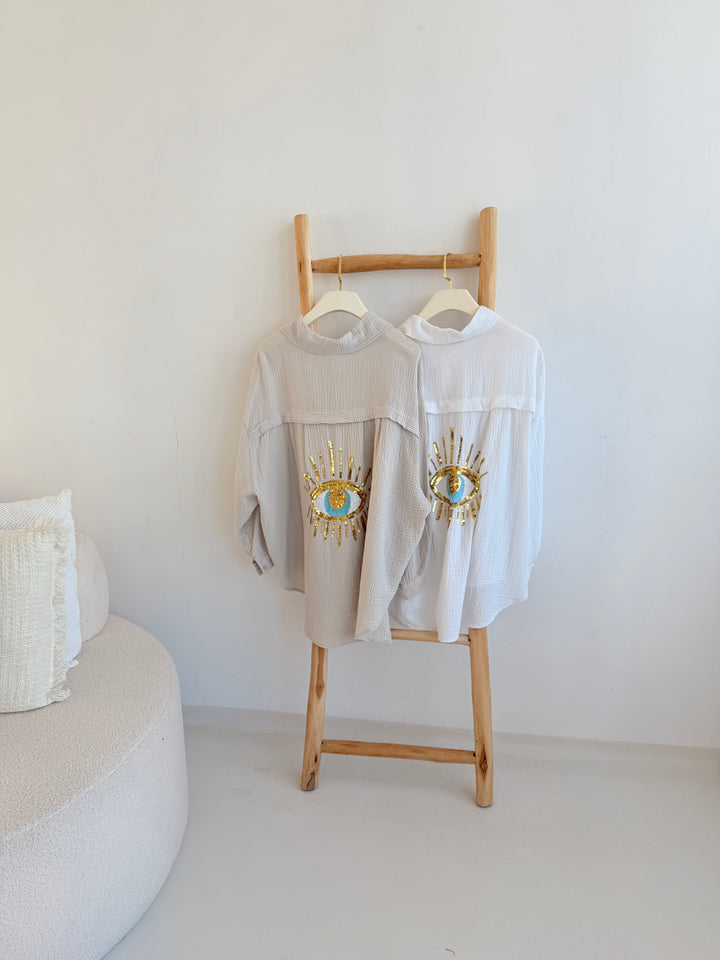 Oversize Blusenhemd aus Musselin Golden Eye