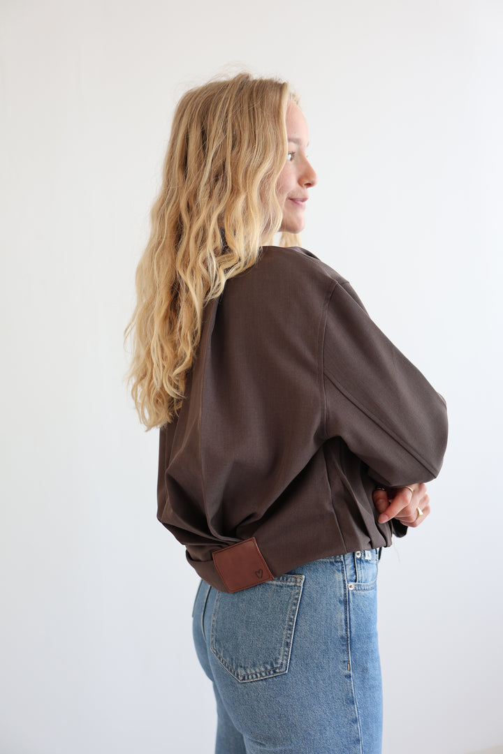 Minimal Cropped Bomber Jacket