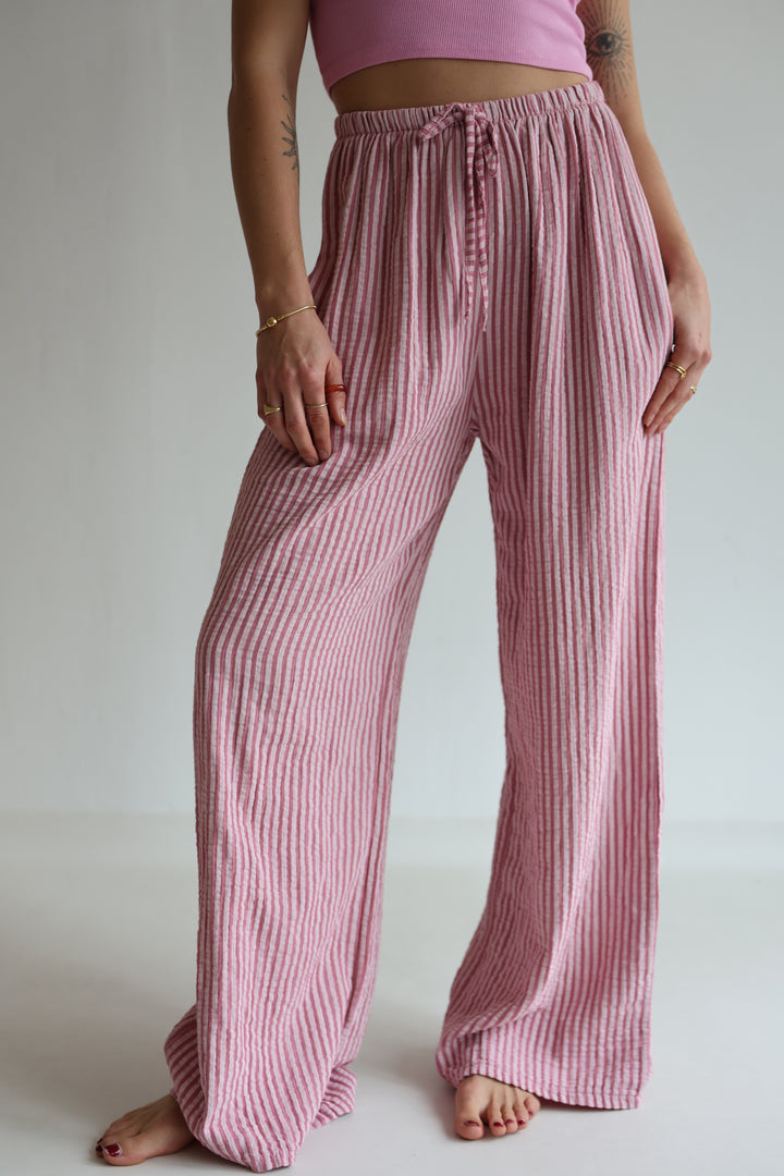 Lange Musselinhose mit Streifen Little Lines