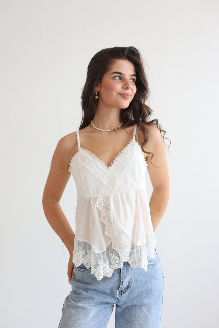 White Lace Babydoll Top