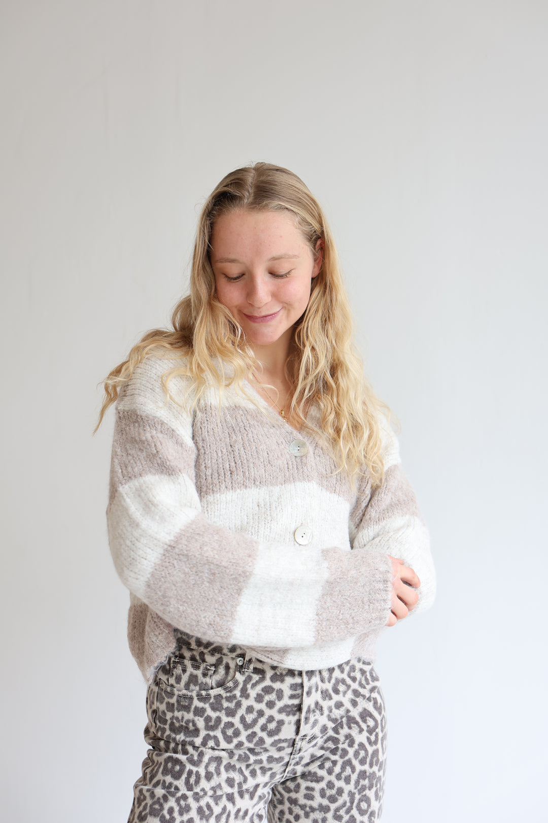 Striped V-Neck Cardigan