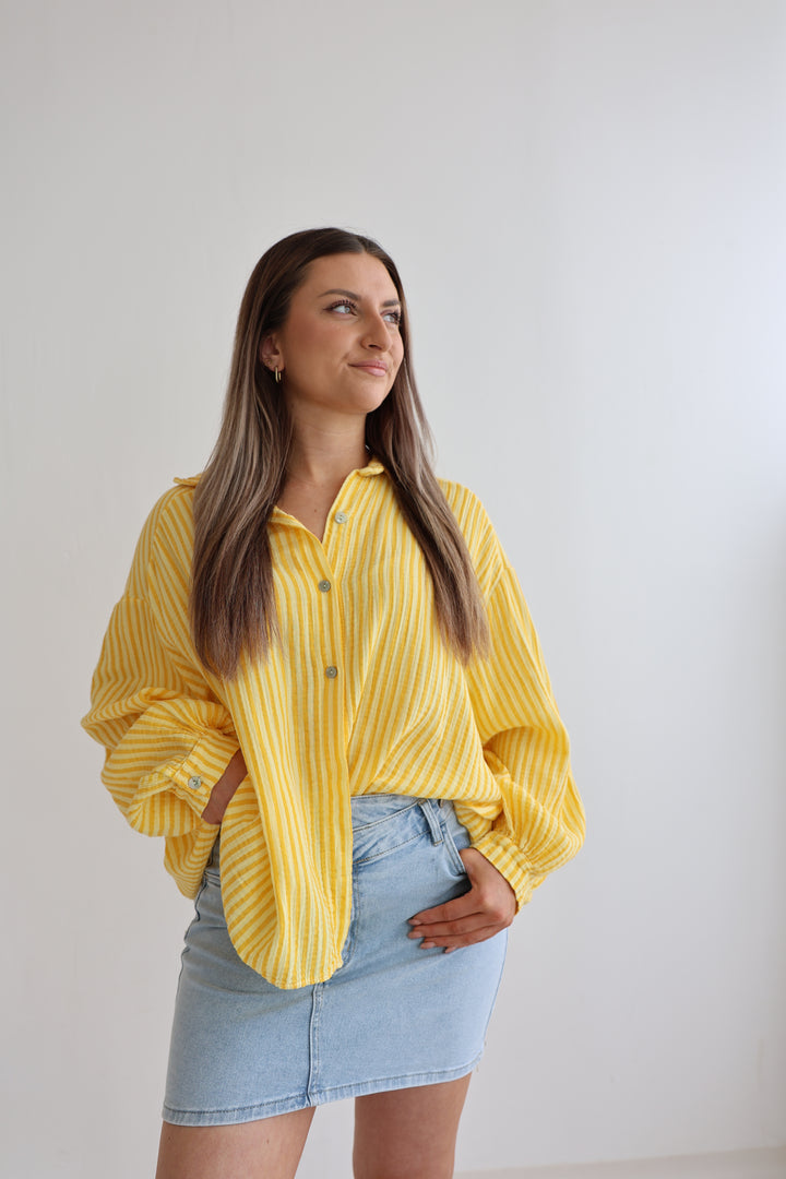Kurzes Blusenhemd aus Musselin Wide Stripes