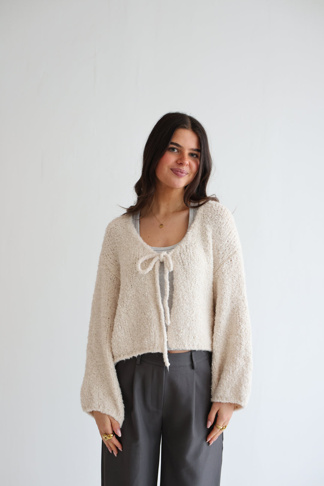 Teddy Knot Cardigan Fluffy Tie