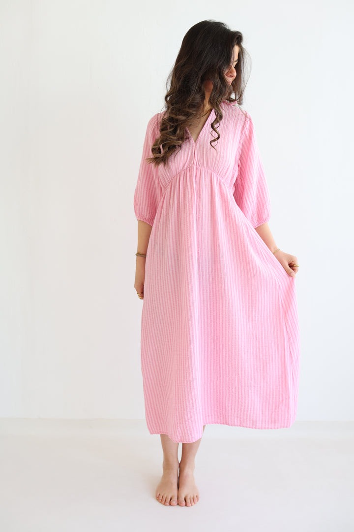 3/4 Arm Musselinkleid Summer Striped