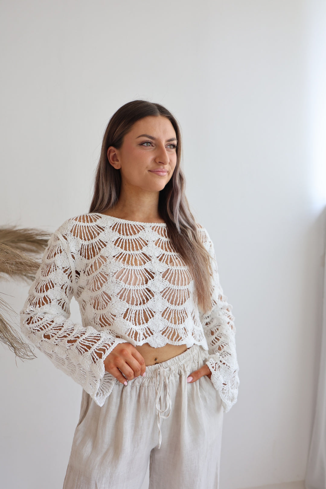 Leichter Cropped Pullover Shell Crochet