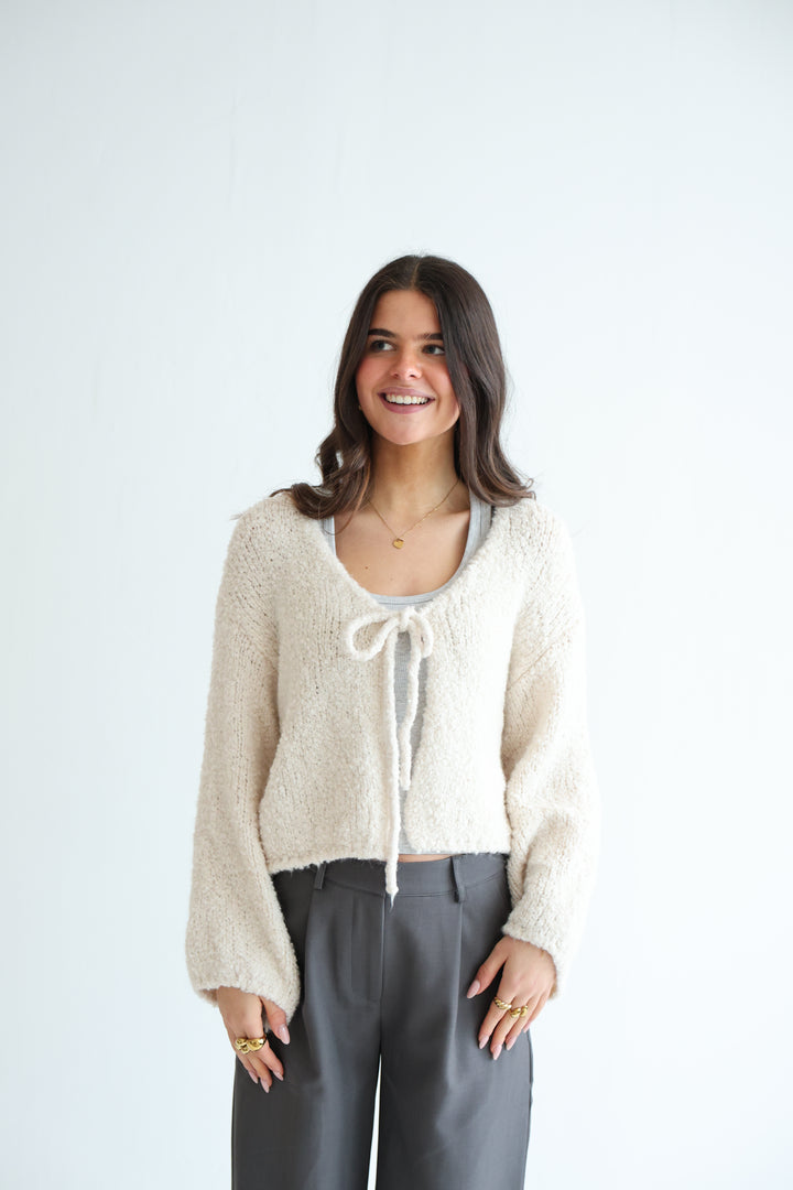 Teddy Knot Cardigan Fluffy Tie
