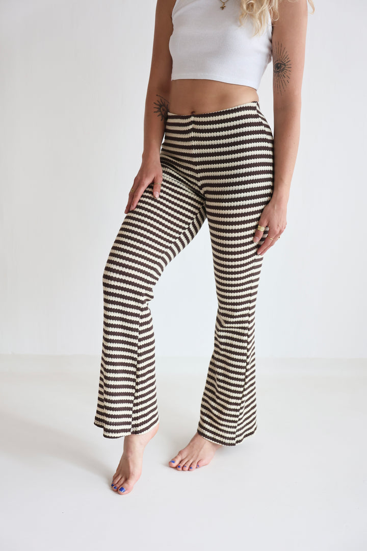 Striped Knit Flared Pants