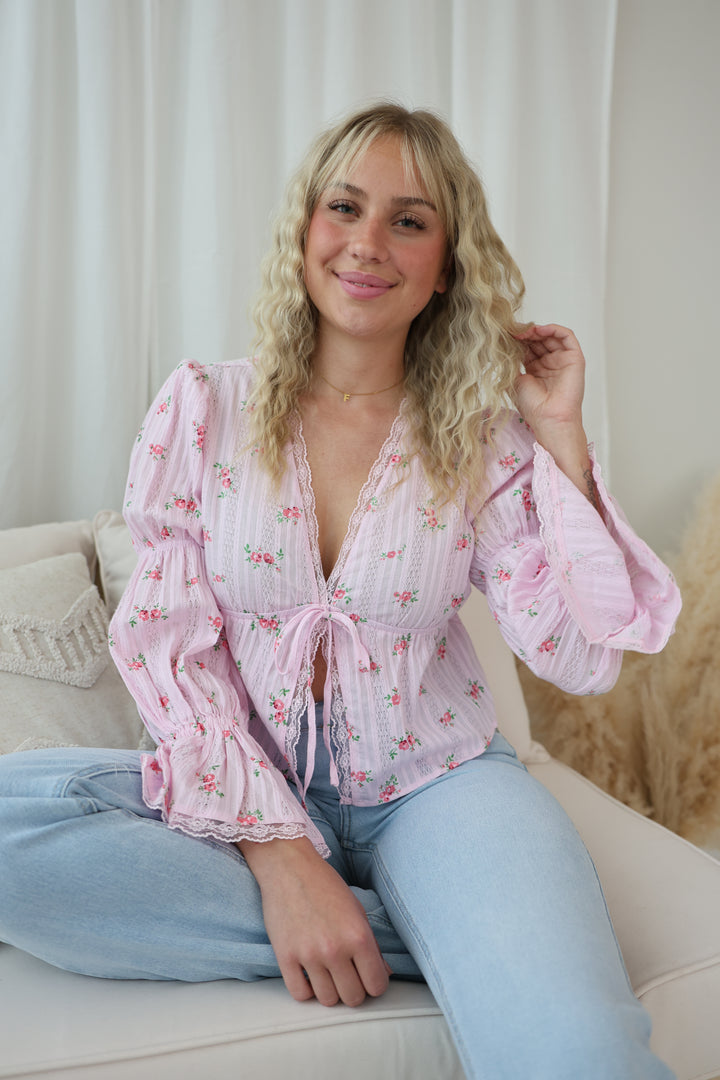 Schößchenbluse zum Schnüren Cute Roses