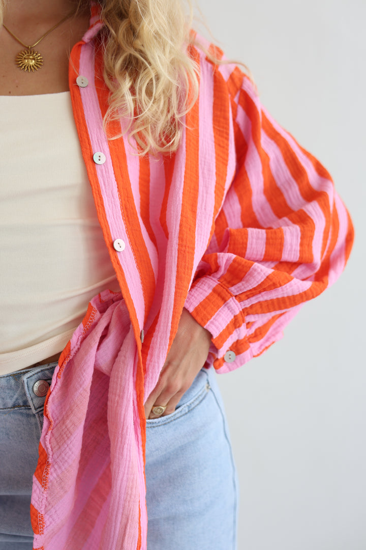 Musselinbluse Blockstripes