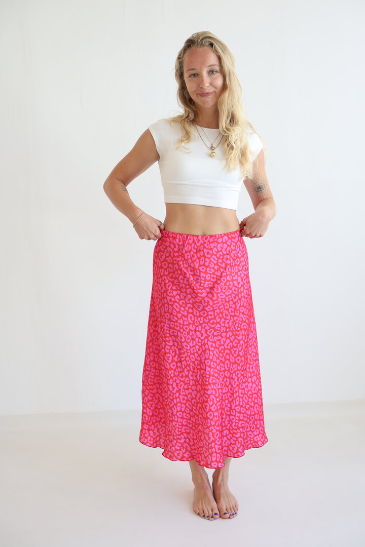 Leopard Satin Skirt
