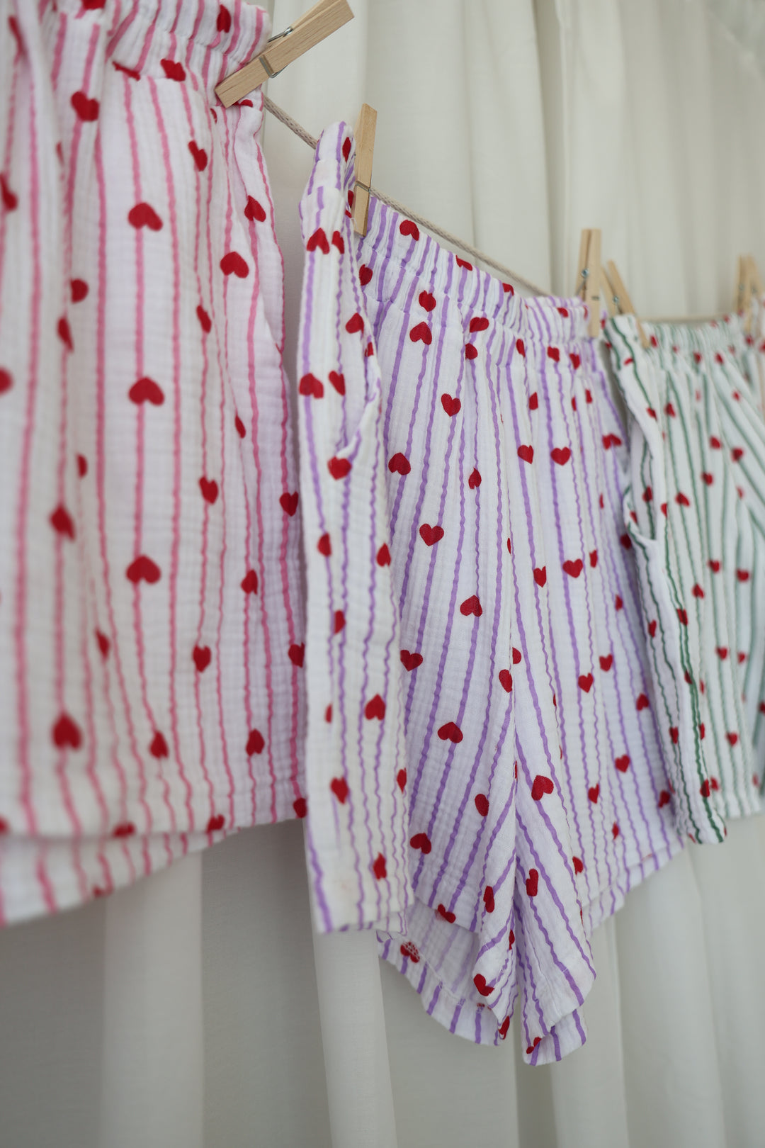 Shorts aus Musselin Rouge Hearts