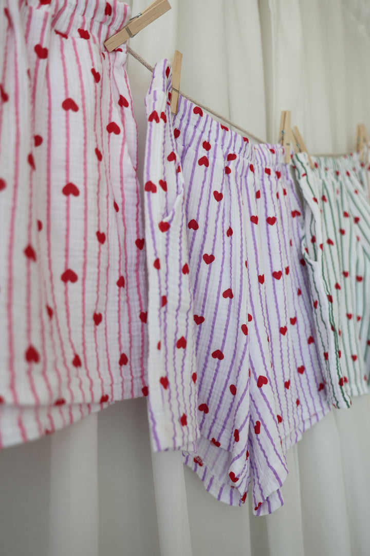 Shorts aus Musselin Rouge Hearts