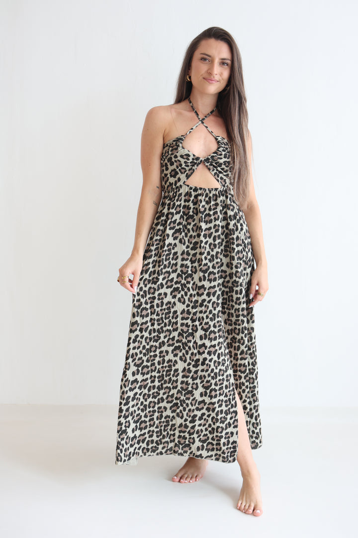 Langes Musselinkleid mit Cut-Outs Leona