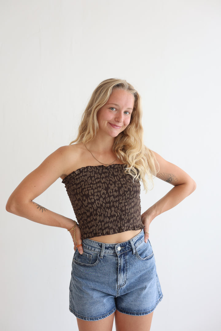 Leoprint Croptop aus Musselin