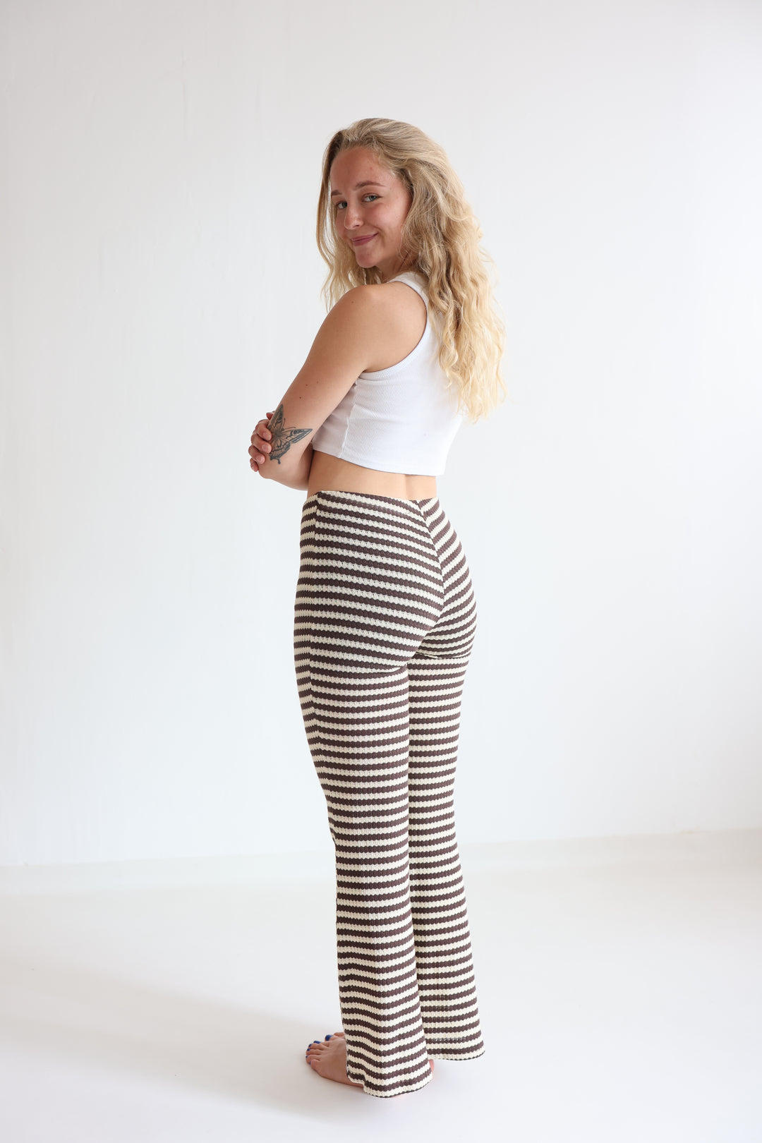 Striped Knit Flared Pants