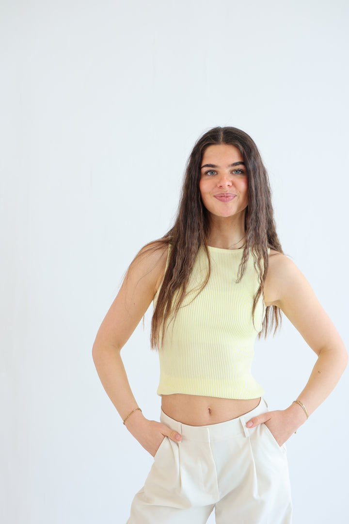 Stretch Ribbed Basic Top