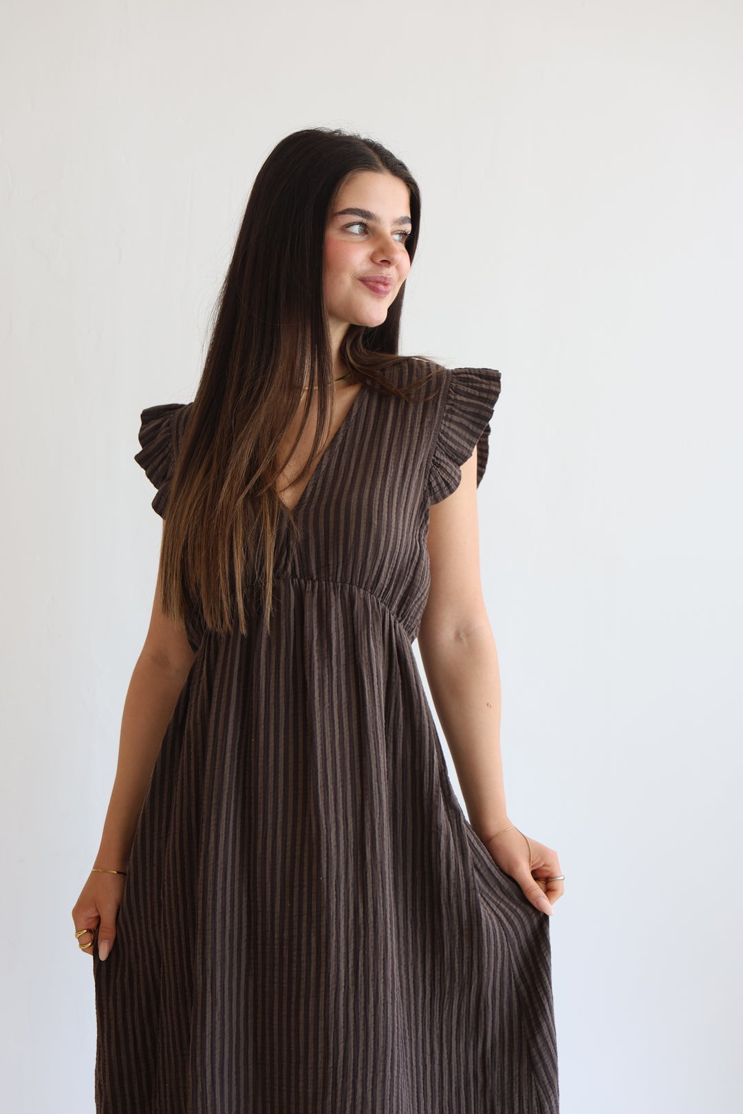 Langes Musselinkleid Summer Striped