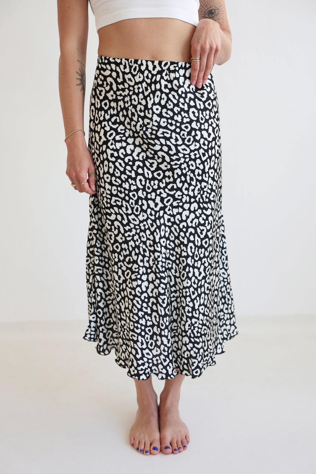 Leopard Satin Skirt