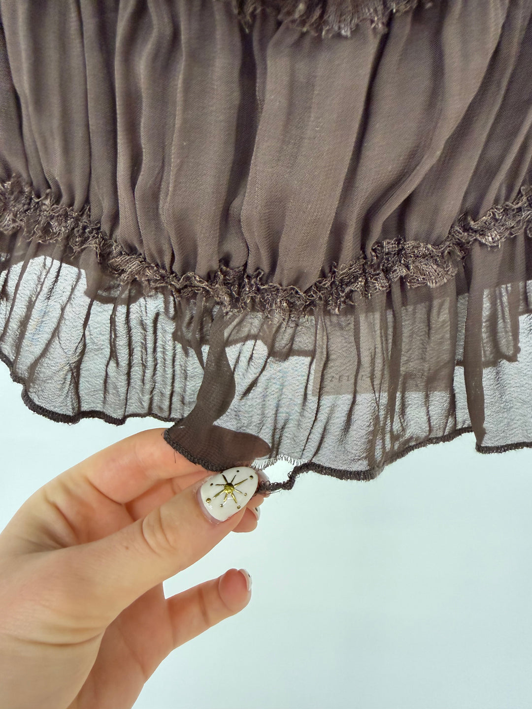 SUNLIT RUFFLE TOP CHOCOLATE GR.S/M (B-WARE)