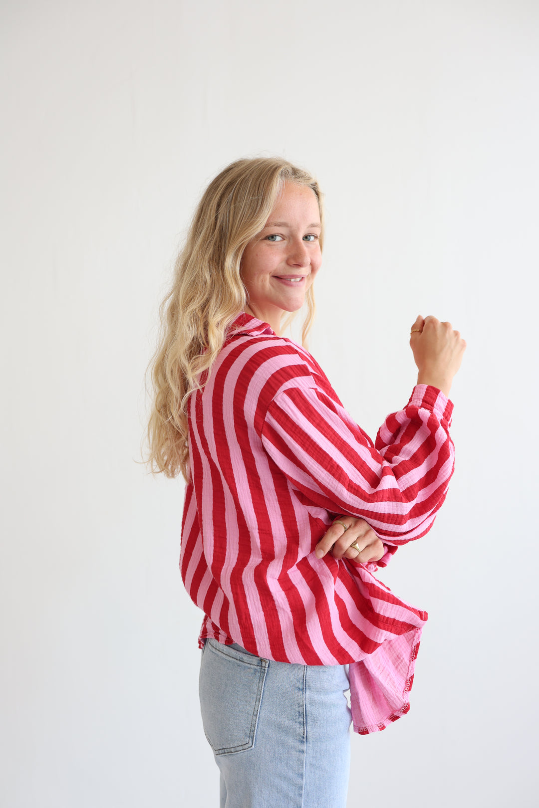 Musselinbluse Blockstripes