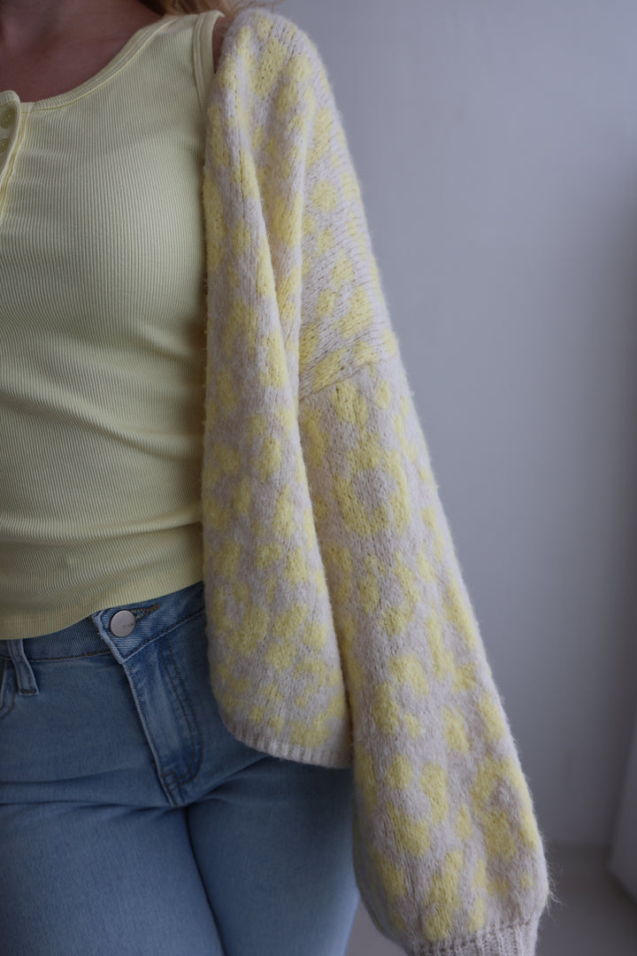 Offener Cardigan mit Leoprint