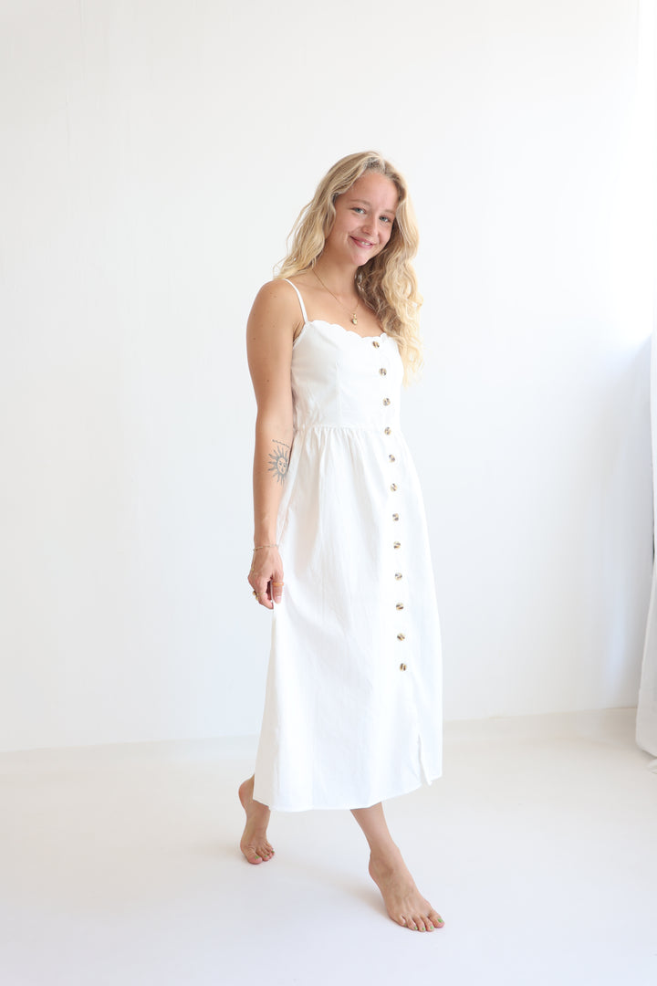 Riviera White Midi Dress
