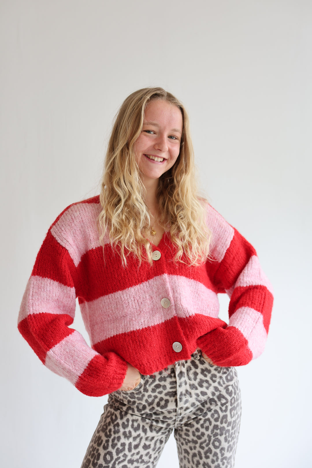 Striped V-Neck Cardigan