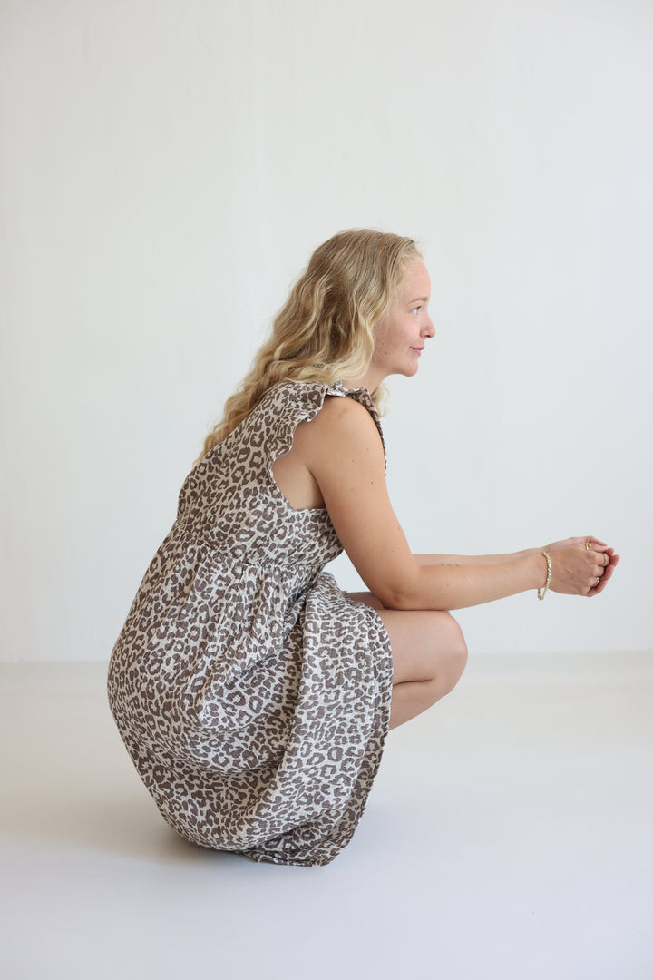 Langes Musselinkleid Timeless Leopard