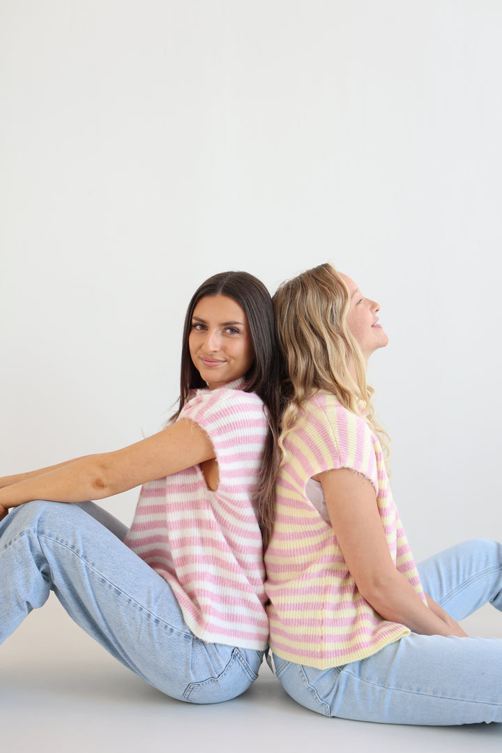 Zip Vest Fine Stripes