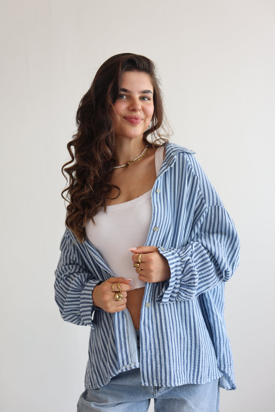 Gestreifte Musselinbluse Meadow