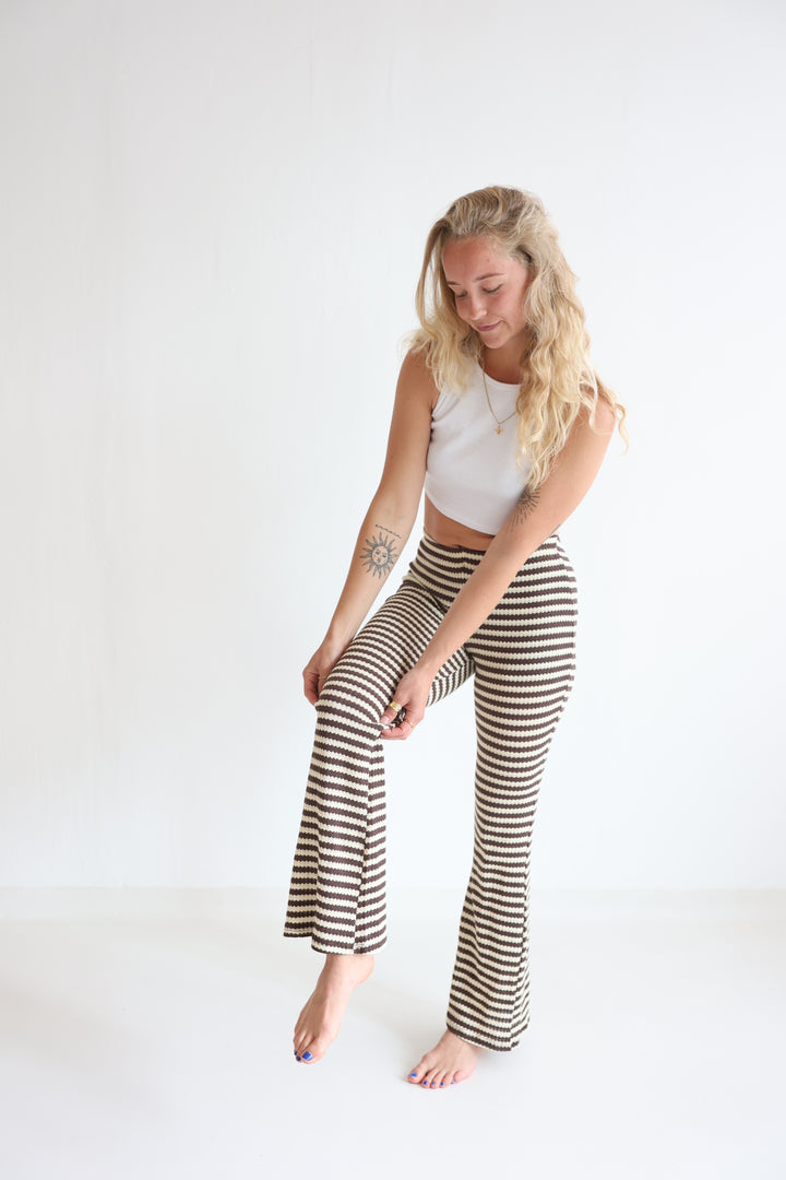 Striped Knit Flared Pants