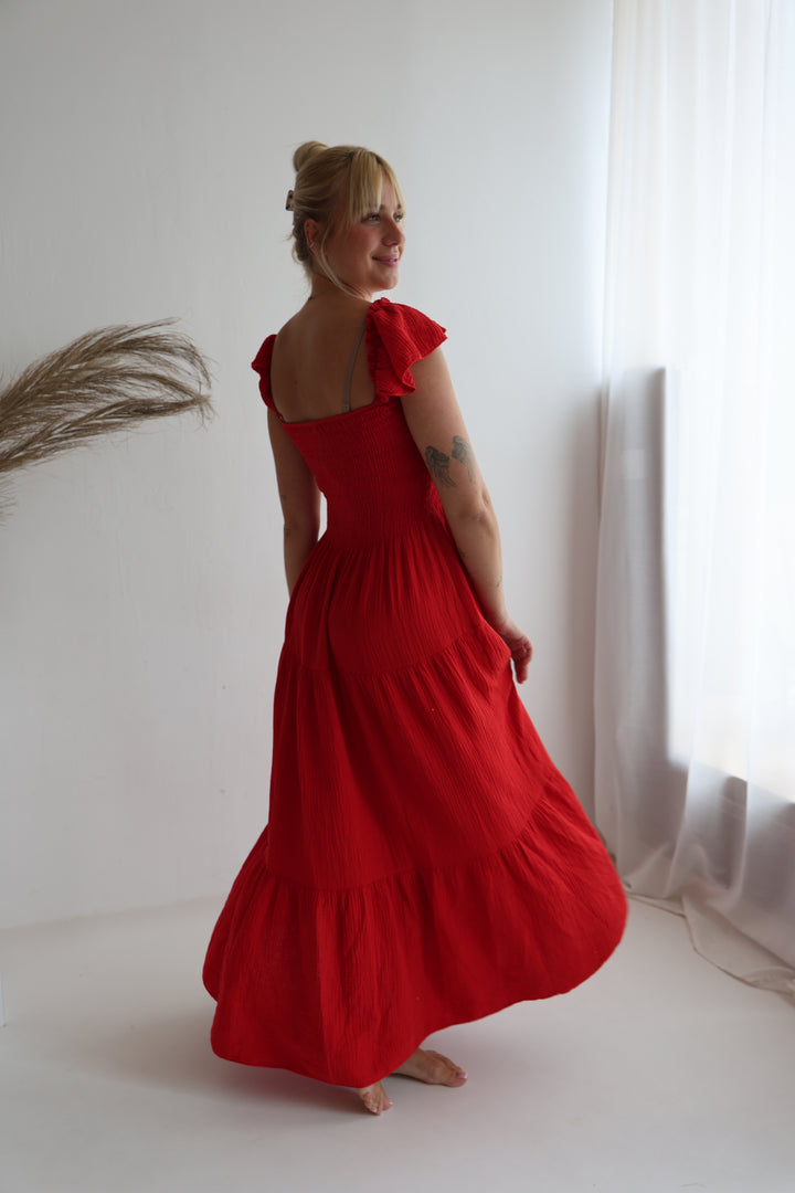 Langes Kleid mit Raffung Livia