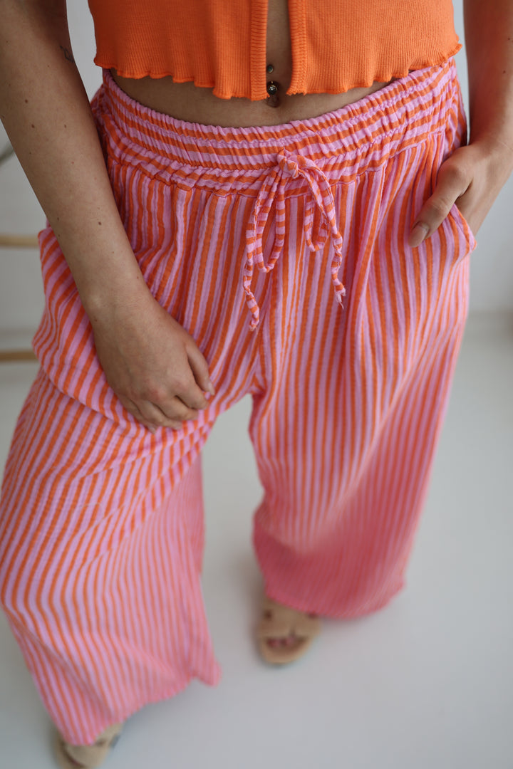 Gestreifte Musselinhose Sunset