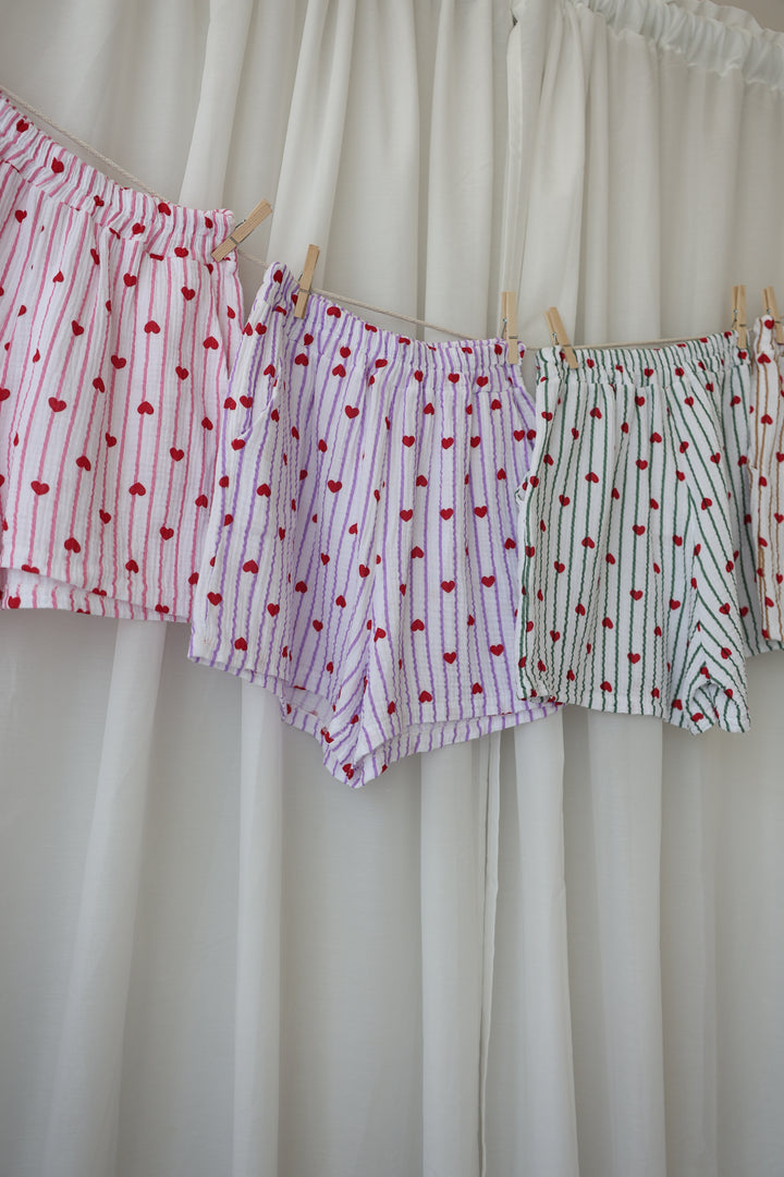 Shorts aus Musselin Rouge Hearts