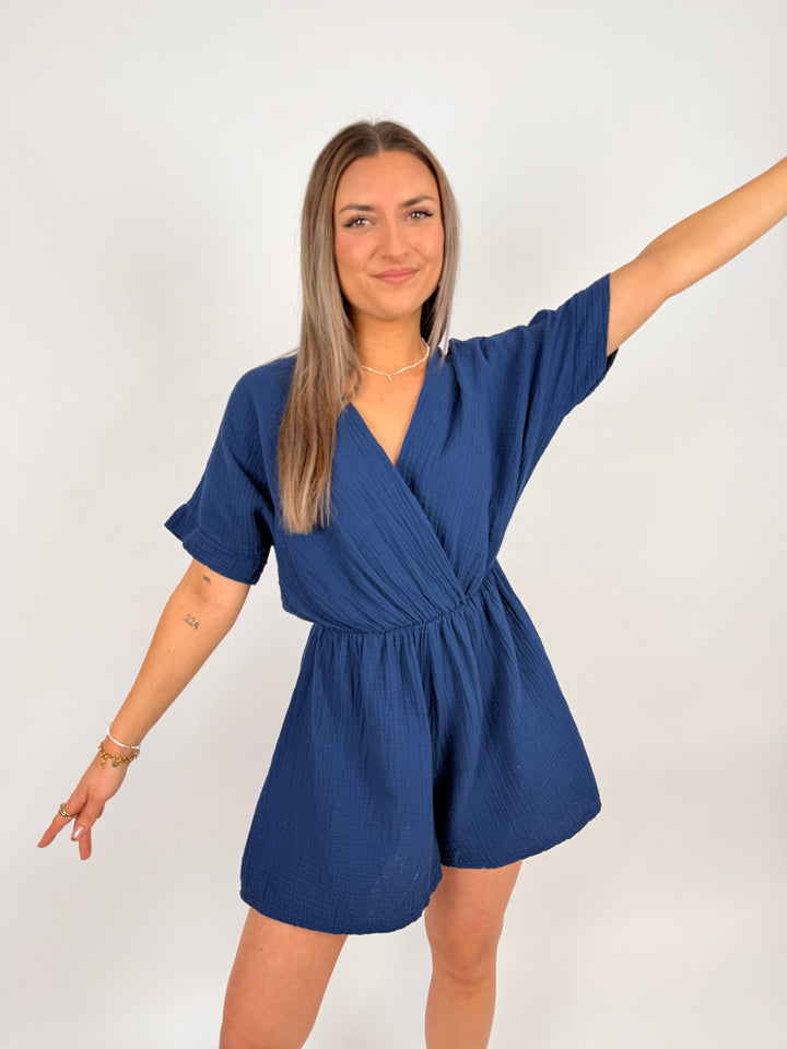 Musselin-Jumpsuit mit V-Ausschnitt Mara