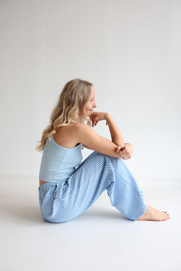 Lange Musselinhose mit Streifen Little Lines