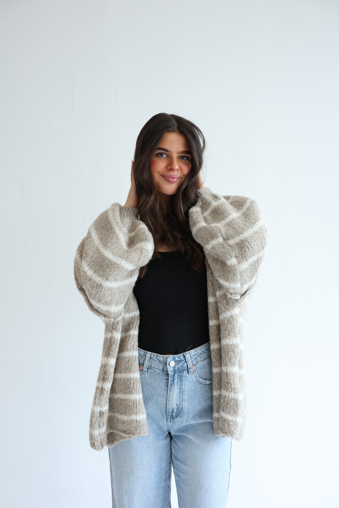 Oversize Strickcardigan Half Stripes