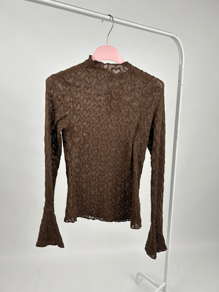 SPITZENLONGSLEEVE HEARTFUL CHOCOLATE GR. S/M