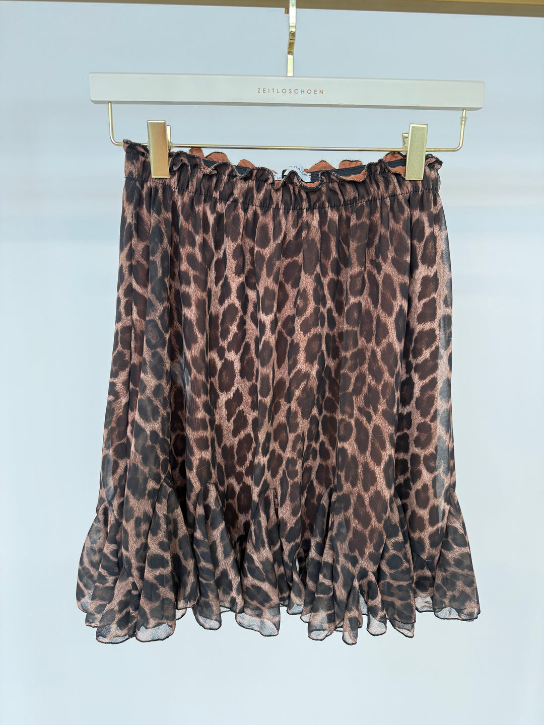 KURZER VOLANTROCK MIT LEOPRINT MONA DUNKELBRAUN (B-WARE)
