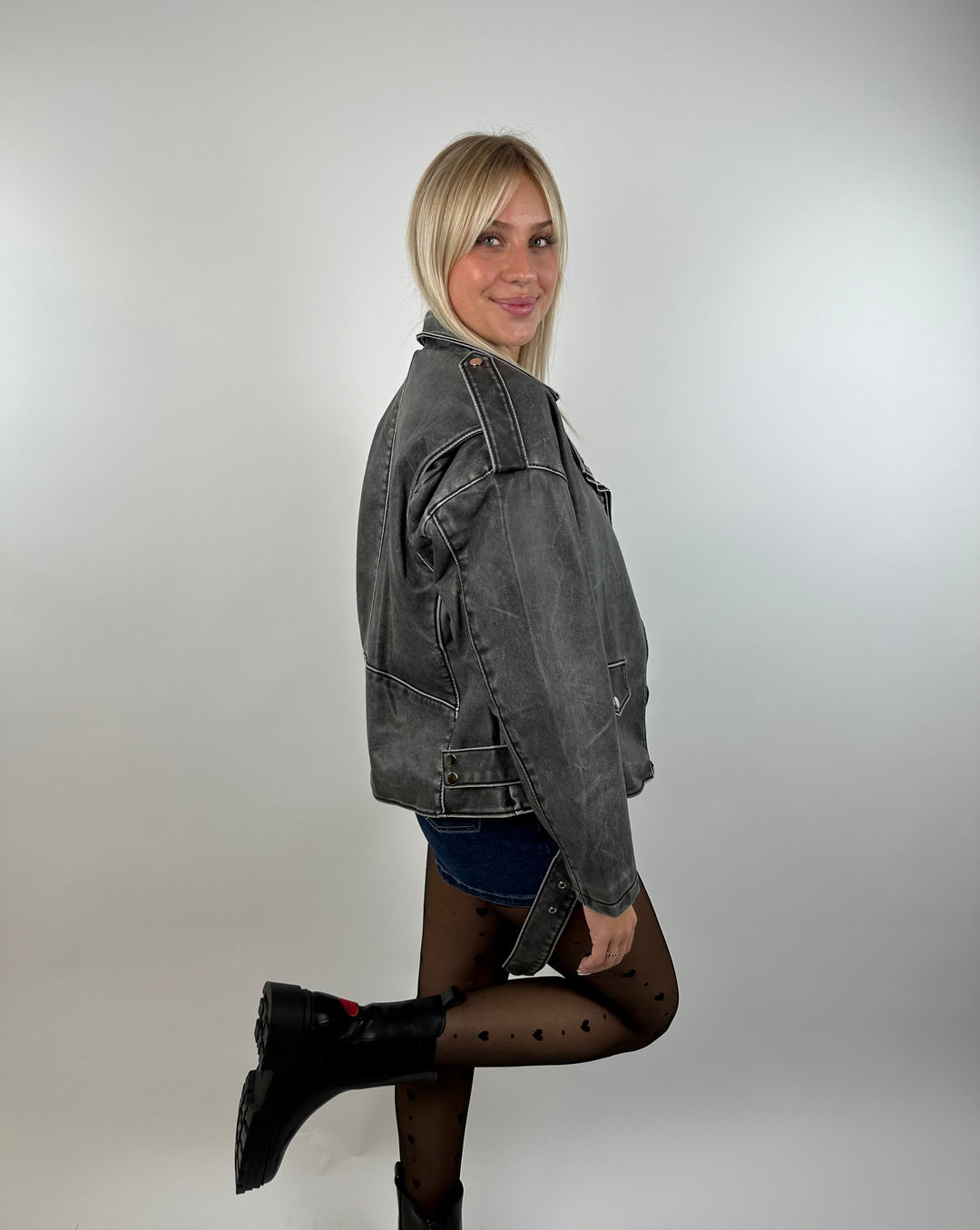 Oversize Lederjacke im Vintage Stil