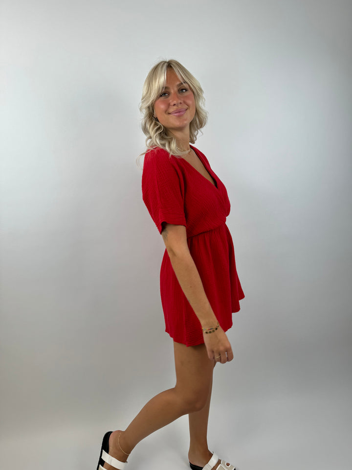 Musselin-Jumpsuit mit V-Ausschnitt Mara