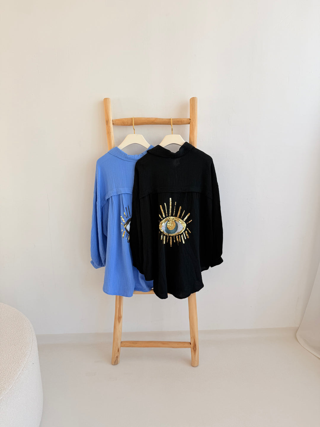 Oversize Blusenhemd aus Musselin Golden Eye