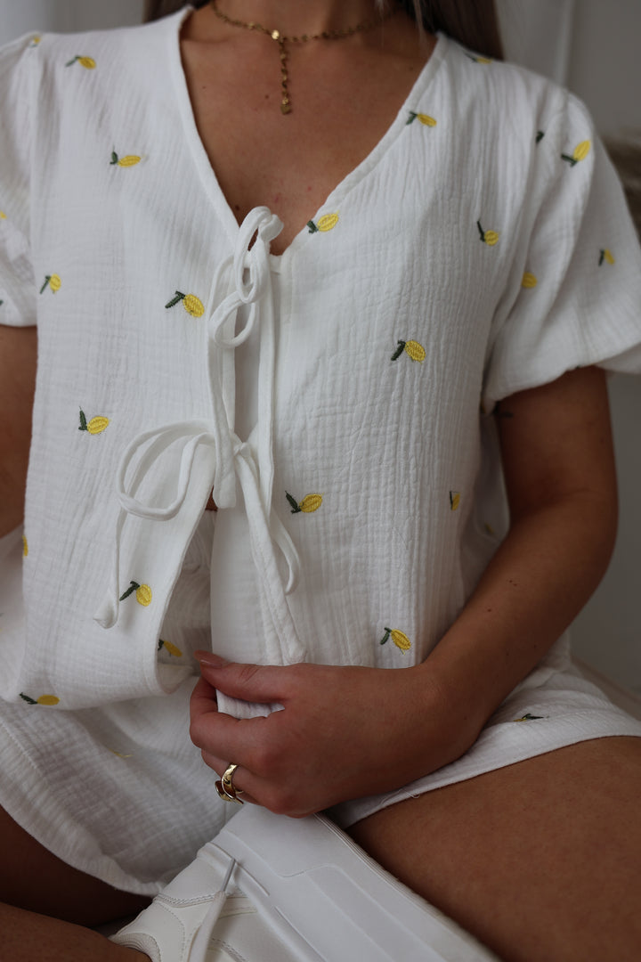 Kurzer Musselinbolero Little Lemon